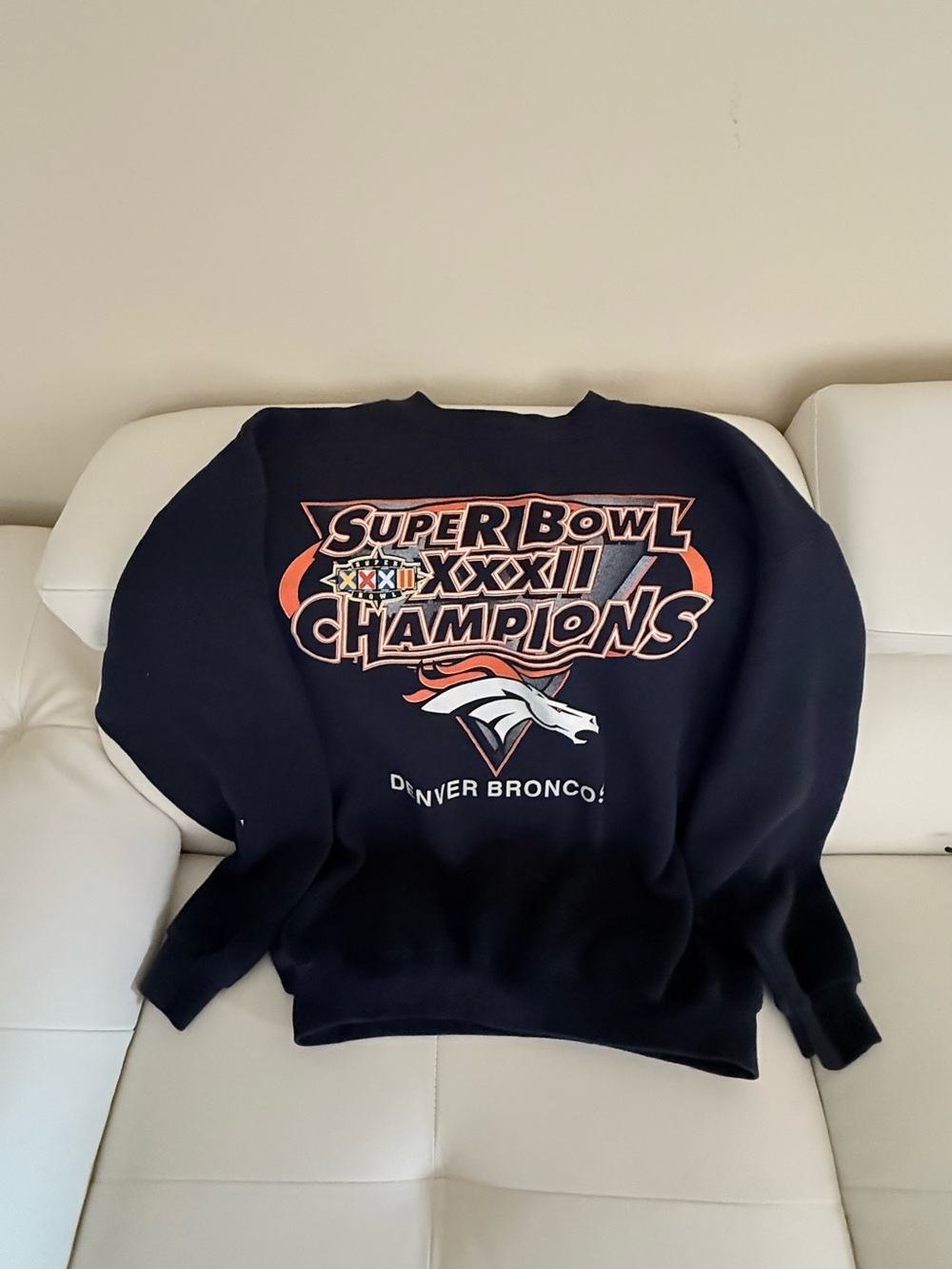 & Other Stories Navy Crewneck with Orange and White Graphic